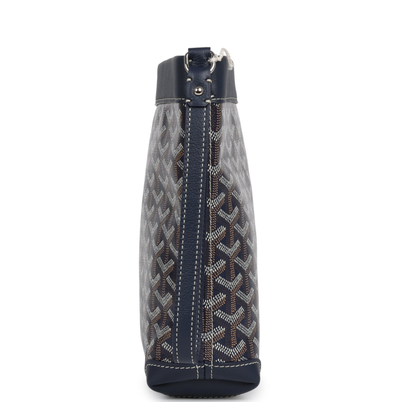 GOYARD GOYARDINE CANVAS NAVY BLUE CONTI POUCH PALLADIUM HARDWARE