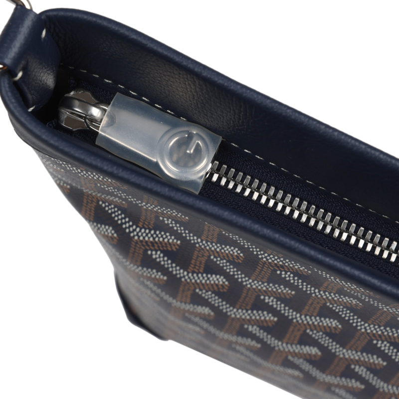 GOYARD GOYARDINE CANVAS NAVY BLUE CONTI POUCH PALLADIUM HARDWARE