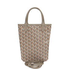GOYARD GOYARDINE GREIGE AND PINK POITIERS CLAIRE-VOIE MINI TOTE BAG PALLADIUM HARDWARE