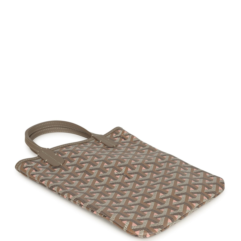 GOYARD GOYARDINE GREIGE AND PINK POITIERS CLAIRE-VOIE MINI TOTE BAG PALLADIUM HARDWARE