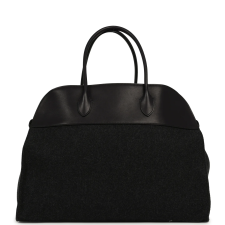 THE ROW MARGAUX 17 BAG BLACK SADDLE, GRIGIO HEAVY FELT SILVER HARDWARE