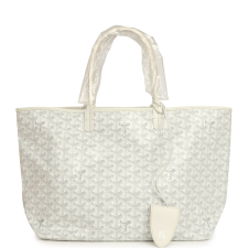GOYARD GOYARDINE WHITE SAINT LOUIS PM TOTE BAG PALLADIUM HARDWARE