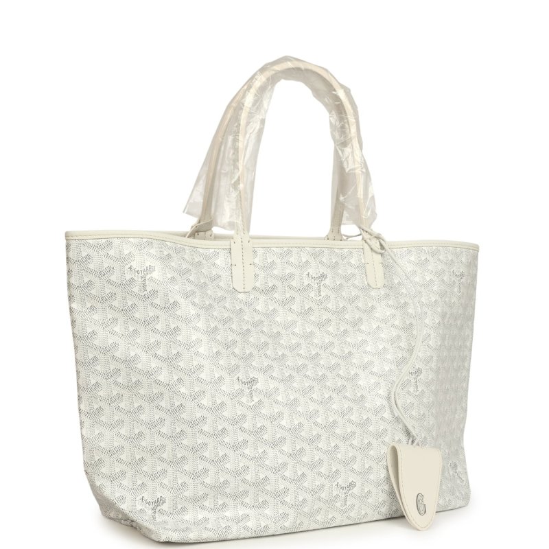 GOYARD GOYARDINE WHITE SAINT LOUIS PM TOTE BAG PALLADIUM HARDWARE