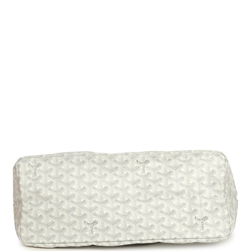 GOYARD GOYARDINE WHITE SAINT LOUIS PM TOTE BAG PALLADIUM HARDWARE