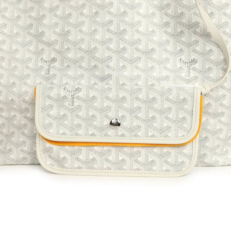 GOYARD GOYARDINE WHITE SAINT LOUIS PM TOTE BAG PALLADIUM HARDWARE