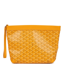 GOYARD GOYARDINE CANVAS YELLOW CONTI POUCH PALLADIUM HARDWARE