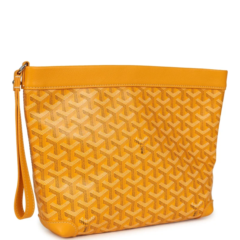 GOYARD GOYARDINE CANVAS YELLOW CONTI POUCH PALLADIUM HARDWARE