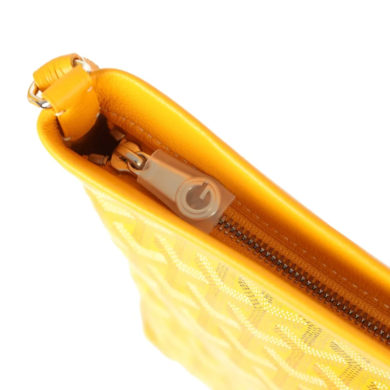 GOYARD GOYARDINE CANVAS YELLOW CONTI POUCH PALLADIUM HARDWARE