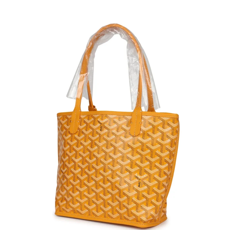 GOYARD GOYARDINE YELLOW ANJOU MINI BAG PALLADIUM HARDWARE