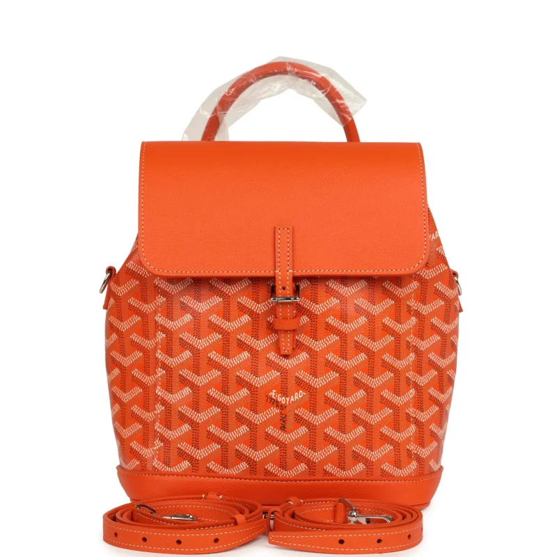 GOYARD GOYARDINE CANVAS ORANGE MINI ALPIN BACKPACK PALLADIUM HARDWARE