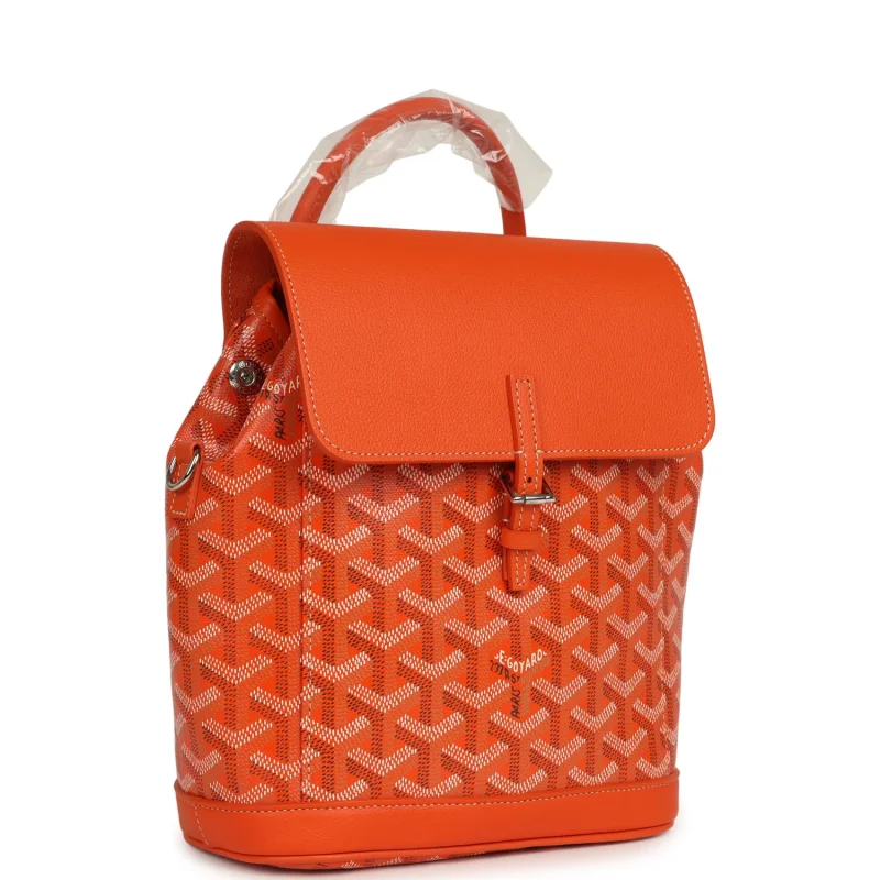 GOYARD GOYARDINE CANVAS ORANGE MINI ALPIN BACKPACK PALLADIUM HARDWARE