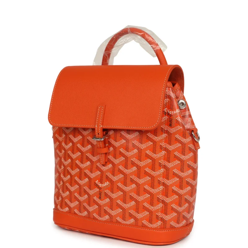 GOYARD GOYARDINE CANVAS ORANGE MINI ALPIN BACKPACK PALLADIUM HARDWARE