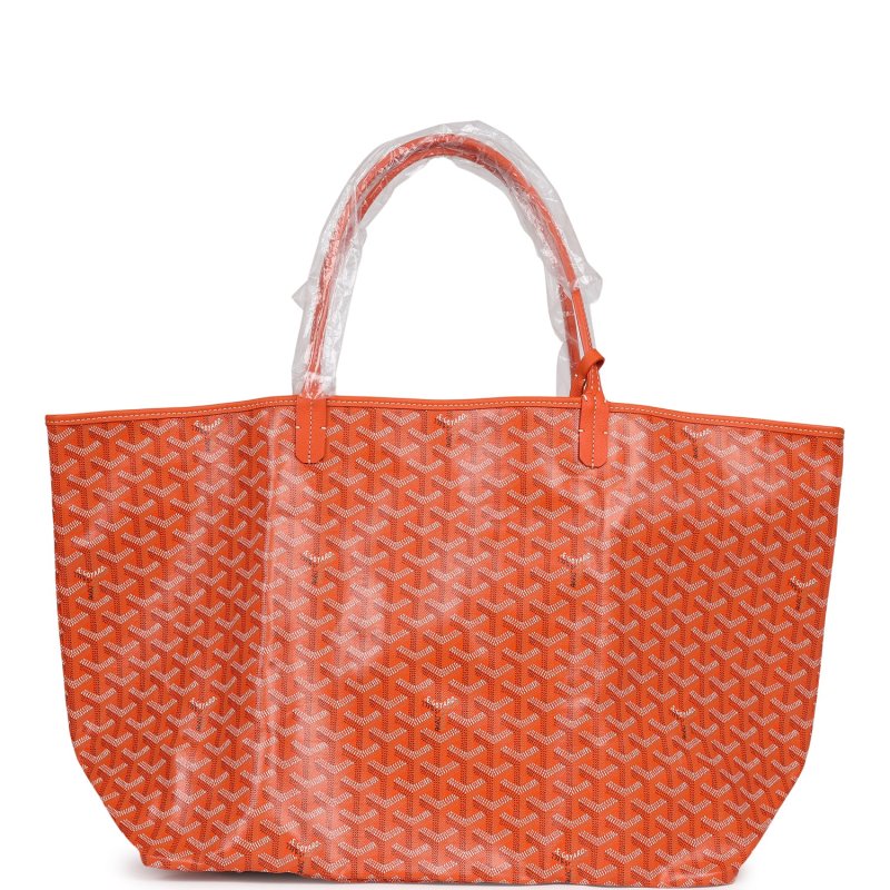 GOYARD GOYARDINE ORANGE SAINT LOUIS GM TOTE BAG PALLADIUM HARDWARE