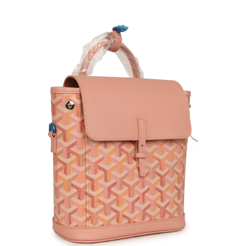GOYARD GOYARDINE CANVAS POWDER PINK MINI ALPIN BACKPACK PALLADIUM HARDWARE