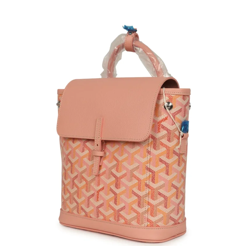 GOYARD GOYARDINE CANVAS POWDER PINK MINI ALPIN BACKPACK PALLADIUM HARDWARE