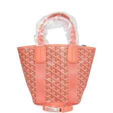GOYARD GOYARDINE BELHARRA PM CORAL TOTE PALLADIUM HARDWARE