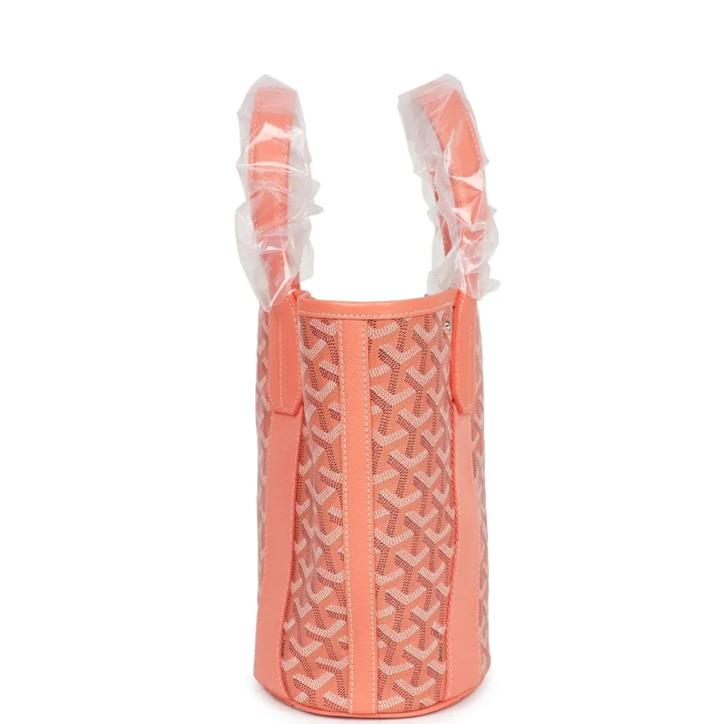 GOYARD GOYARDINE BELHARRA PM CORAL TOTE PALLADIUM HARDWARE