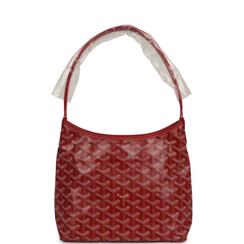 GOYARD GOYARDINE RED BOHEME MINI HOBO BAG PALLADIUM HARDWARE