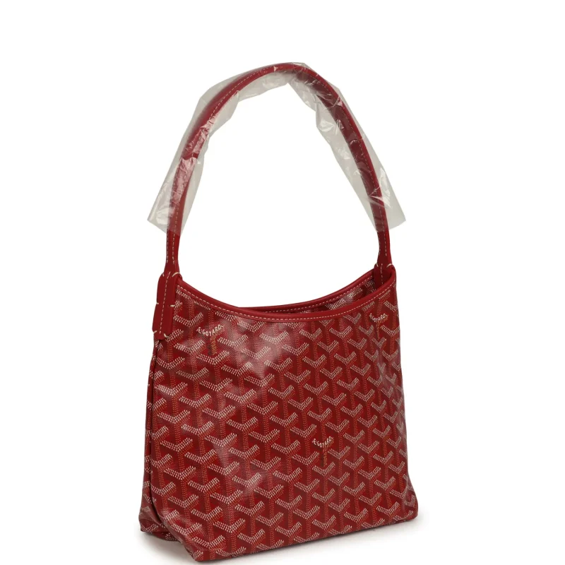 GOYARD GOYARDINE RED BOHEME MINI HOBO BAG PALLADIUM HARDWARE