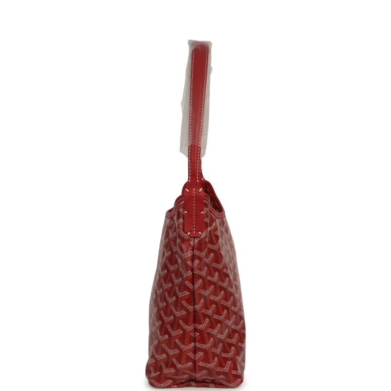 GOYARD GOYARDINE RED BOHEME MINI HOBO BAG PALLADIUM HARDWARE