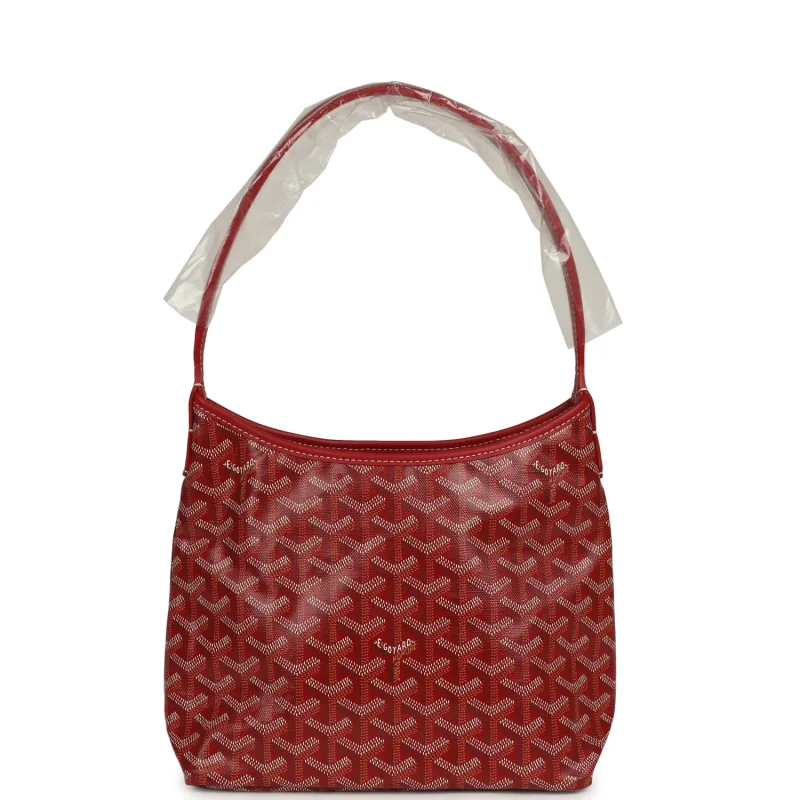 GOYARD GOYARDINE RED BOHEME MINI HOBO BAG PALLADIUM HARDWARE