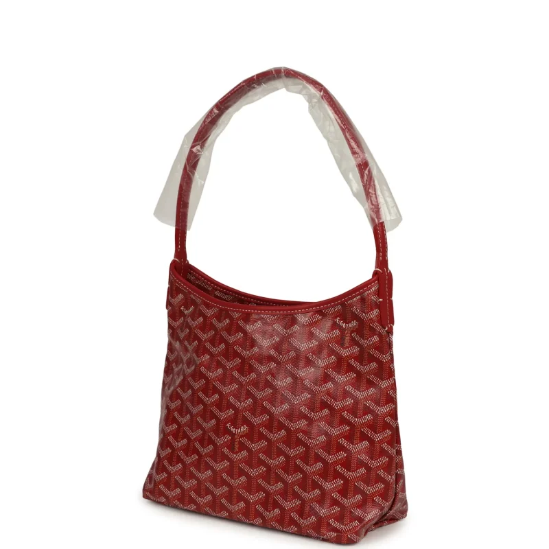 GOYARD GOYARDINE RED BOHEME MINI HOBO BAG PALLADIUM HARDWARE