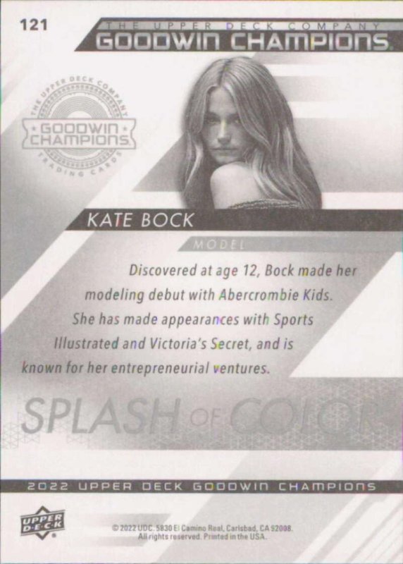 UPPER DECK GOODWIN CHAMPIONS KATE BOCK SPLASH OF COLOR 121 MULTI-SPORT CARD 2022