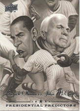 UPPER DECK PRESIDENTIAL PREDICTORS BASEBALL CARD PP-13 OBAMA VS MCCAIN ECONOMY FREE SHIP 2008