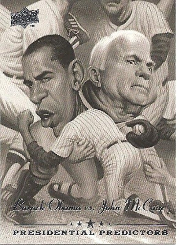 UPPER DECK PRESIDENTIAL PREDICTORS BASEBALL CARD PP-13 OBAMA VS MCCAIN ECONOMY FREE SHIP 2008
