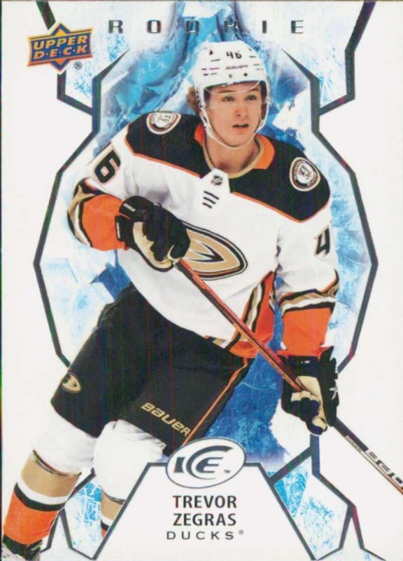 UPPER DECK ICE 123 TREVOR ZEGRAS ANAHEIM DUCKS ROOKIE HOCKEY CARD 2021-22