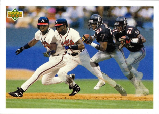UPPER DECK SP3 DEION SANDERS RARE BASEBALL AND FOOTBALL TRADING CARD COLLECTIBLE 1992