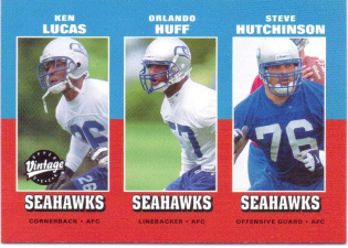 UPPER DECK VINTAGE ROOKIE FOOTBALL CARD 288 KEN LUCAS ORLANDO HUFF STEVE HUTCHINSON SEAHAWKS 2001