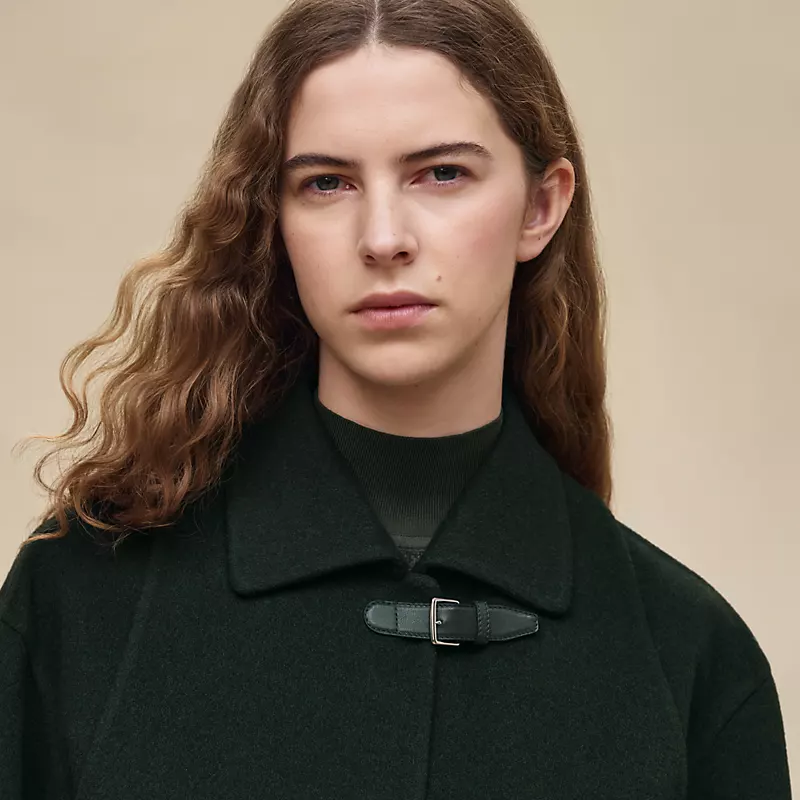 HERMES TRENCH MODULAR CASHMERE COAT VERT ANGLAIS