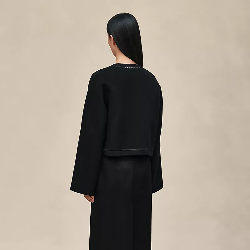 HERMES CASHMERE EMBROIDERED JACKET NOIR