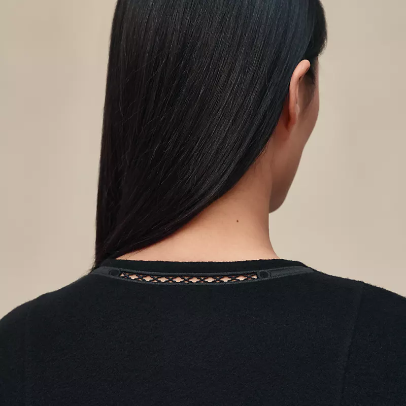 HERMES CASHMERE EMBROIDERED JACKET NOIR