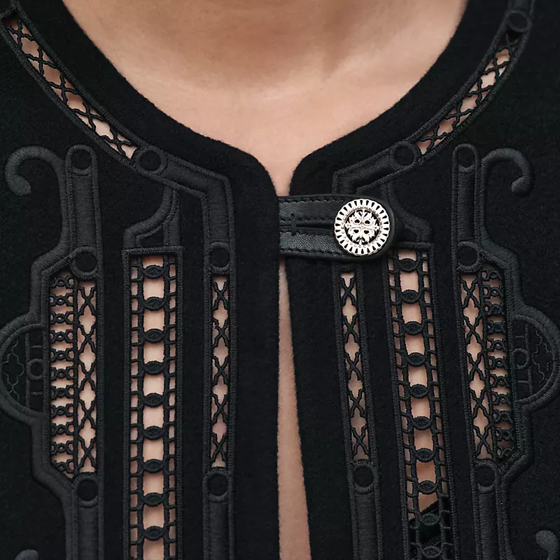 HERMES CASHMERE EMBROIDERED JACKET NOIR