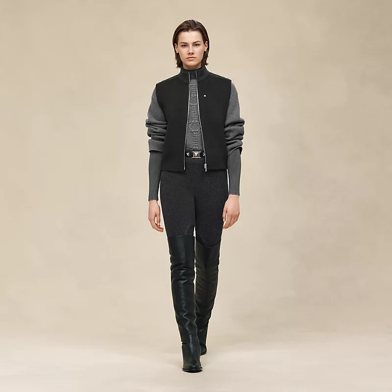 HERMES "CHAINE D'ANCRE" SLEEVELESS VEST GRIS OBSCUR