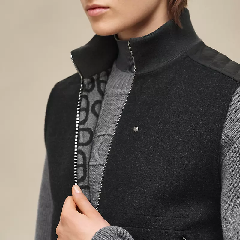 HERMES "CHAINE D'ANCRE" SLEEVELESS VEST GRIS OBSCUR