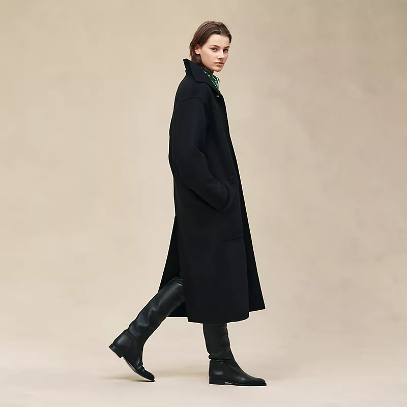 HERMES LONG CASHMERE COAT NOIR