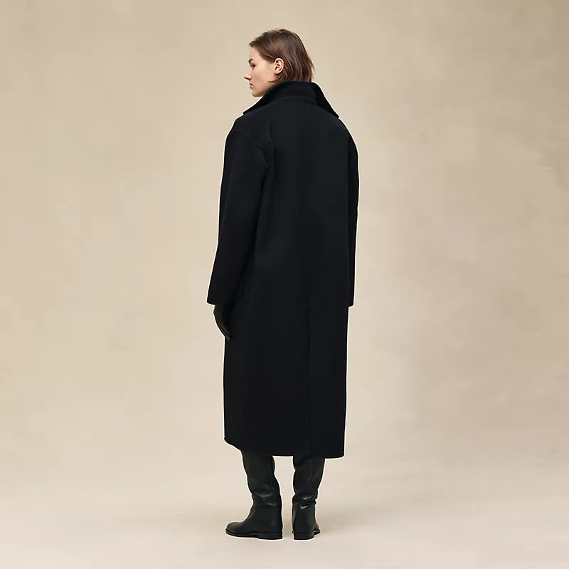 HERMES LONG CASHMERE COAT NOIR