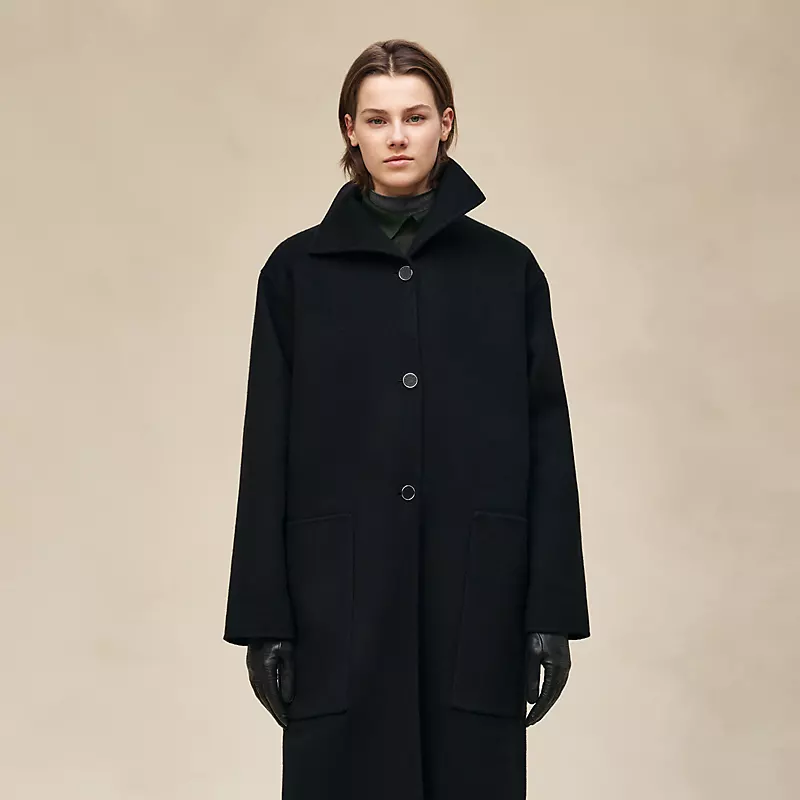 HERMES LONG CASHMERE COAT NOIR