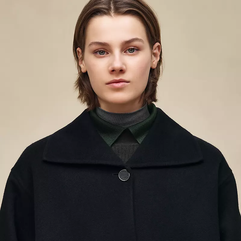HERMES LONG CASHMERE COAT NOIR