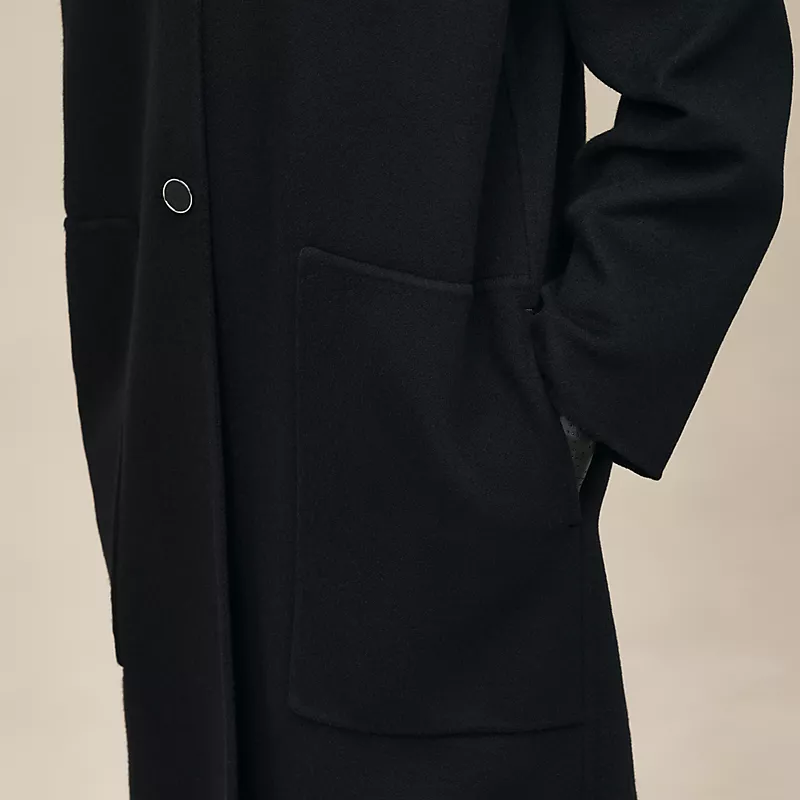 HERMES LONG CASHMERE COAT NOIR