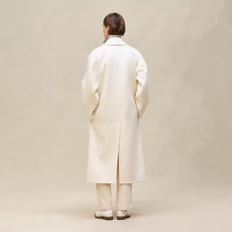 HERMES LONG CASHMERE COAT BLANC NATUREL