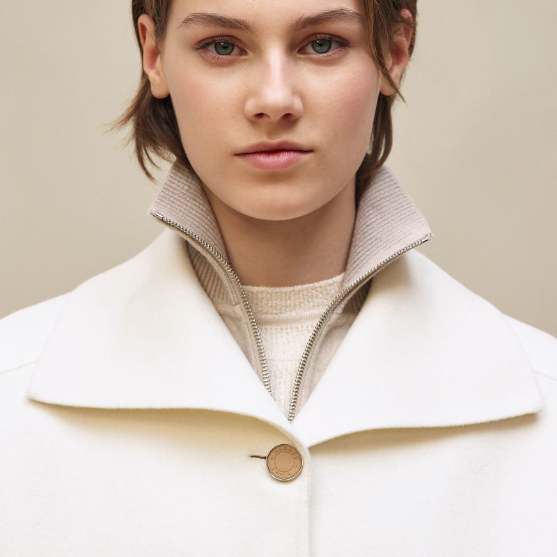 HERMES LONG CASHMERE COAT BLANC NATUREL