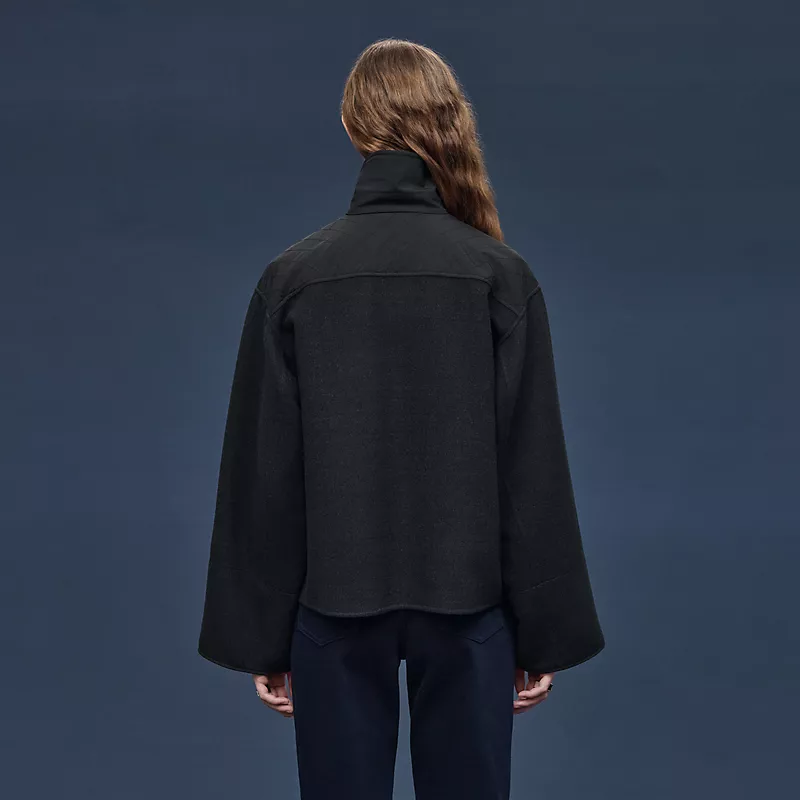 HERMES "CHAINE D'ANCRE" SHORT COAT GRIS OBSCUR