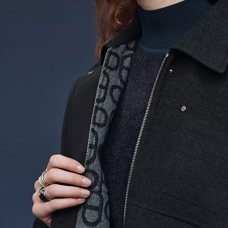 HERMES "CHAINE D'ANCRE" SHORT COAT GRIS OBSCUR
