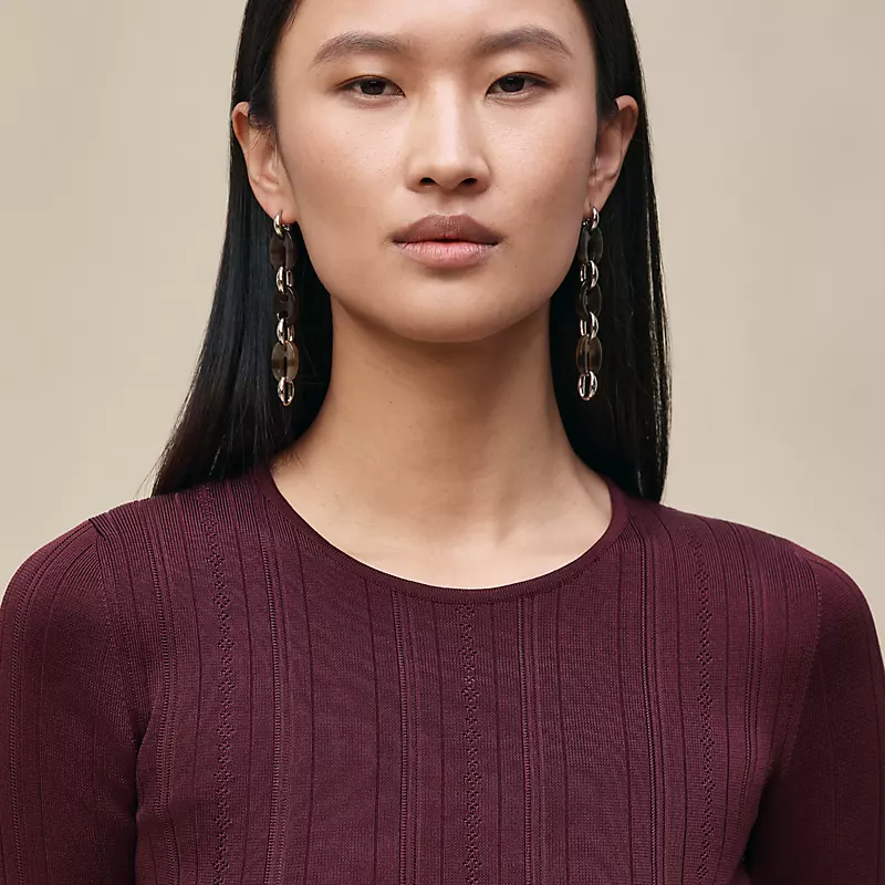 HERMES "L'ENSEIGNE DU SELLIER" LONG-SLEEVE SWEATER ROUGE BORDEAUX