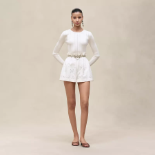 HERMES "L'ENSEIGNE DU SELLIER" LONG-SLEEVE SWEATER BLANC CéRAMIQUE