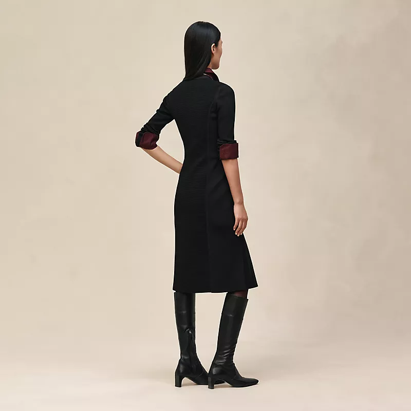 HERMES MID-LENGTH BUTTONED DRESS NOIR
